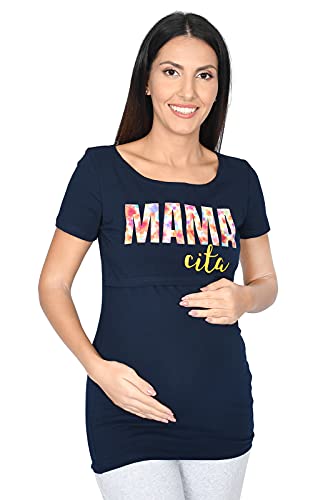 MijaCulture 2in1 Stillshirt & Umstandsshirt Stilltop & Umstandstop mit Blumen 9093 (L / EU40, Navy/Mama cita) von MijaCulture