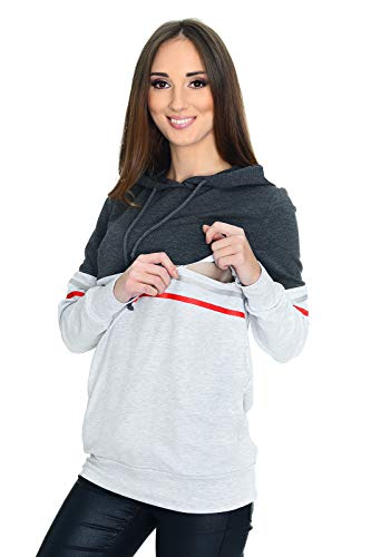 MijaCulture 3 in1 Casual Stillpullover & Umstandspullover Still Sweatshirt 4111 (EU36 / S, Grau/Melange 2) von MijaCulture