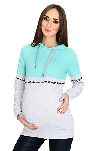 MijaCulture 3 in1 Casual Stillpullover & Umstandspullover Still Sweatshirt 4111 (EU36 / S, Minze/Melange 1) von MijaCulture