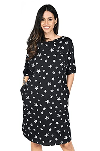 MijaCulture 3 in1 Geburtskleid Stillnachthemd Umstandsnachthemd 4128 (Schwarz/Strene, M) von MijaCulture