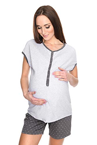 MijaCulture 3 in1 Kurze Stillpyjama Stillschlafanzug Umstandspyjama Pyjama 4118 (EU38 / M, Melange/Grau) von MijaCulture