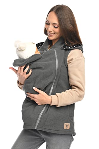 MijaCulture 3in1 ärmellos Trageweste Umstandspullover/für Tragetuch für Babytrage 4131 (Grau, XL) von MijaCulture