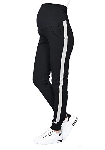 MijaCulture Casual Schwangerschaftshose Umstandshose mit Bauch-Panel Coco M003 (XL, Schwarz/Melange) von MijaCulture