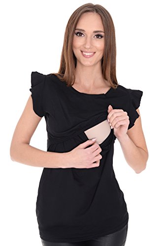 MijaCulture Flirty 2in1 Stillshirt & Umstandsshirt Emily 7139 (EU42 / XL, Schwarz) von MijaCulture