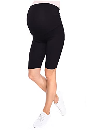 MijaCulture Komfortable Kurze Umstandsleggings für Schwangere Shorts 1/2 Leggings Mama 1052 (M/L, Schwarz) von MijaCulture