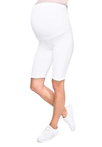 MijaCulture Komfortable Kurze Umstandsleggings für Schwangere Shorts 1/2 Leggings Mama 1052 (M/L, Weiß) von MijaCulture