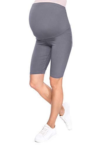 MijaCulture Komfortable Kurze Umstandsleggings für Schwangere Shorts 1/2 Leggings Mama 1052 (XL/XXL, Grau) von MijaCulture