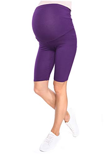 MijaCulture Komfortable Kurze Umstandsleggings für Schwangere Shorts 1/2 Leggings Mama 1052 (XXXL, Violett) von MijaCulture