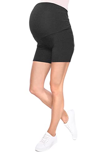 MijaCulture Komfortable Kurze Umstandsleggings für Schwangere Shorts Leggings M012 (M, Graphite) von MijaCulture