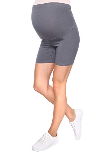 MijaCulture Komfortable Kurze Umstandsleggings für Schwangere Shorts Leggings Mama Mia 1053 (XL/XXL, Grau) von MijaCulture