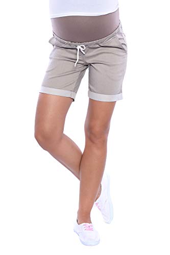 MijaCulture Kurze Jeans Umstandsshorts Umstandshose mit Bauchband für Sommer 4122 (L / EU40, Beige) von MijaCulture