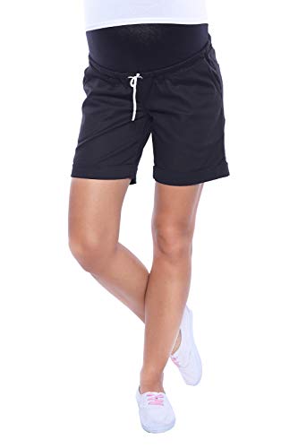 MijaCulture Kurze Jeans Umstandsshorts Umstandshose mit Bauchband für Sommer 4122 (M / EU38, Schwarz) von MijaCulture