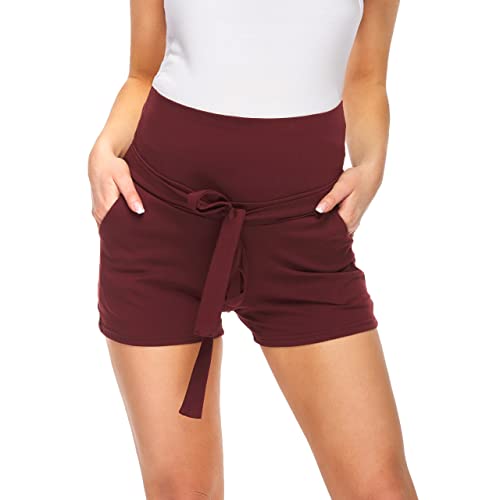 MijaCulture Kurze Umstandsshorts/Umstandshose mit Bauchband für Sommer 1210 (L, Weinrote) von MijaCulture