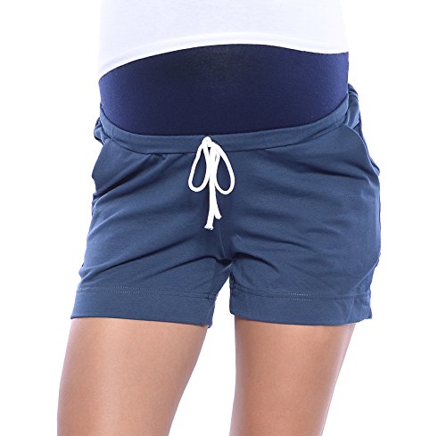 MijaCulture Kurze Umstandsshorts/Umstandshose mit Bauchband für Sommer 4091 (L / EU40, Blau) von MijaCulture