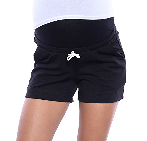 MijaCulture Kurze Umstandsshorts/Umstandshose mit Bauchband für Sommer 4091 (M / EU38, Schwarz) von MijaCulture