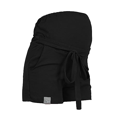 MijaCulture Kurze Umstandsshorts/Umstandshose mit Bauchband für Sommer M008 Bella (L, Schwarz) von MijaCulture