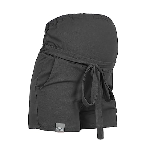 MijaCulture Kurze Umstandsshorts/Umstandshose mit Bauchband für Sommer M008 Bella (S, Graphite) von MijaCulture