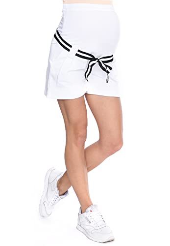 MijaCulture Kurze Umstandsshorts Umstandshose für Sommer Monika 9094 (L / EU40, Weiß) von MijaCulture