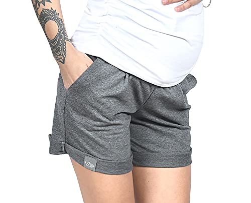 MijaCulture Kurze Umstandsshorts Umstandshose mit Bauchband für Sommer Lola M004 (M, Graphite, m) von MijaCulture