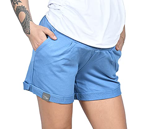 MijaCulture Kurze Umstandsshorts Umstandshose mit Bauchband für Sommer Lola M004 (M, Hellblau, m) von MijaCulture