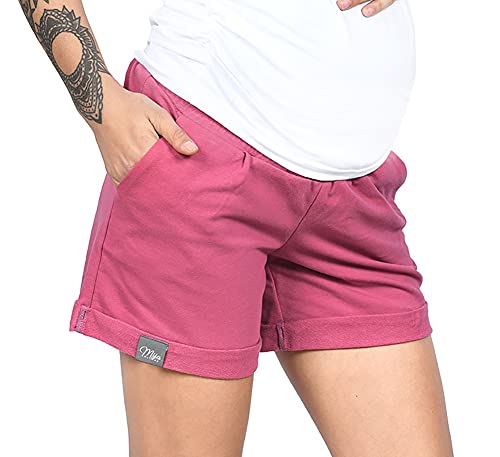 MijaCulture Kurze Umstandsshorts Umstandshose mit Bauchband für Sommer Lola M004 (M, Rosa, m) von MijaCulture