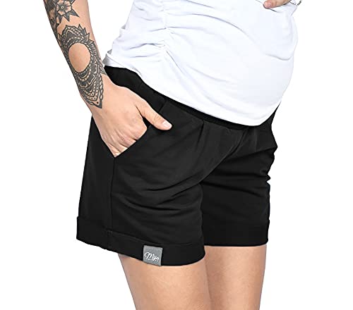 MijaCulture Kurze Umstandsshorts Umstandshose mit Bauchband für Sommer Lola M004 (S, Schwarz, s) von MijaCulture