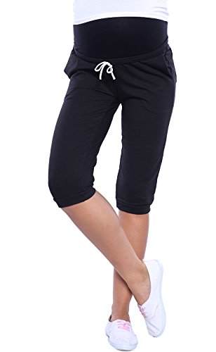 MijaCulture - Umstandsmode/Capri Umstandshose Relaxed Caprihose 4090 (S / EU36, Schwarz) von MijaCulture