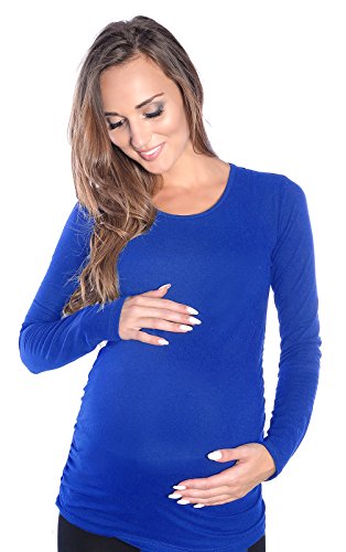 MijaCulture Umstandsmode/Langarmshirt Umstandsshirt Umstandstop 18 Farben 3023 (36/38, Blau) von MijaCulture