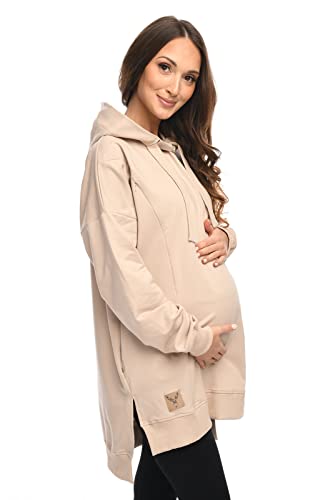 MijaCulture Umstandsmode 2in1 Stillpullover & Umstandspullover Stillpulli Aurelia M011 (L/XL, Beige) von MijaCulture