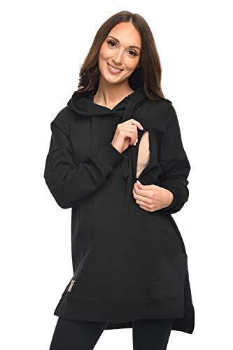 MijaCulture Umstandsmode 2in1 Stillpullover & Umstandspullover Stillpulli Aurelia M011 (XXL, Schwarz) von MijaCulture