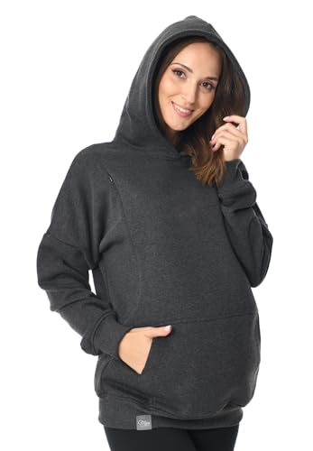 MijaCulture Umstandsmode 2in1 Stillpullover & Umstandspullover Stilltop Stillpulli Molly M001 (L, Graphite) von MijaCulture