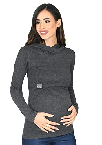 MijaCulture Umstandsmode 2in1 Stillpullover & Umstandspullover Stilltop Stillpulli Neli M007 (M, Graphite) von MijaCulture