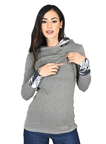 MijaCulture Umstandsmode 2in1 Stillpullover & Umstandspullover Stilltop Stillpulli Neli M007 (XXL, Dunkelmelange) von MijaCulture