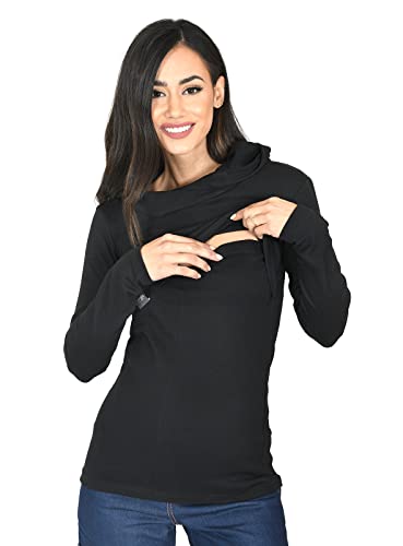MijaCulture Umstandsmode 2in1 Stillpullover & Umstandspullover Stilltop Stillpulli Neli M007 (XXL, Schwarz) von MijaCulture