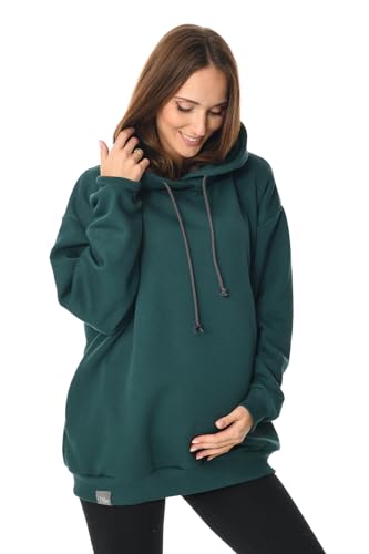 MijaCulture Umstandsmode Oversize 2in1 Stillpullover & Umstandspullover Stilltop Stillpulli Naomi M016 (DE/NL/SE/PL, Alphanumerisch, L, XL, Regular, Regular, Grun) von MijaCulture