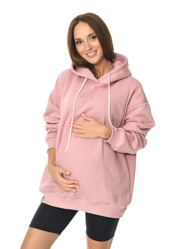 MijaCulture Umstandsmode Oversize 2in1 Stillpullover & Umstandspullover Stilltop Stillpulli Naomi M016 (DE/NL/SE/PL, Alphanumerisch, L, XL, Regular, Regular, Rosa) von MijaCulture