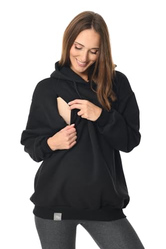 MijaCulture Umstandsmode Oversize 2in1 Stillpullover & Umstandspullover Stilltop Stillpulli Naomi M016 (DE/NL/SE/PL, Alphanumerisch, L, XL, Regular, Regular, Schwarz) von MijaCulture