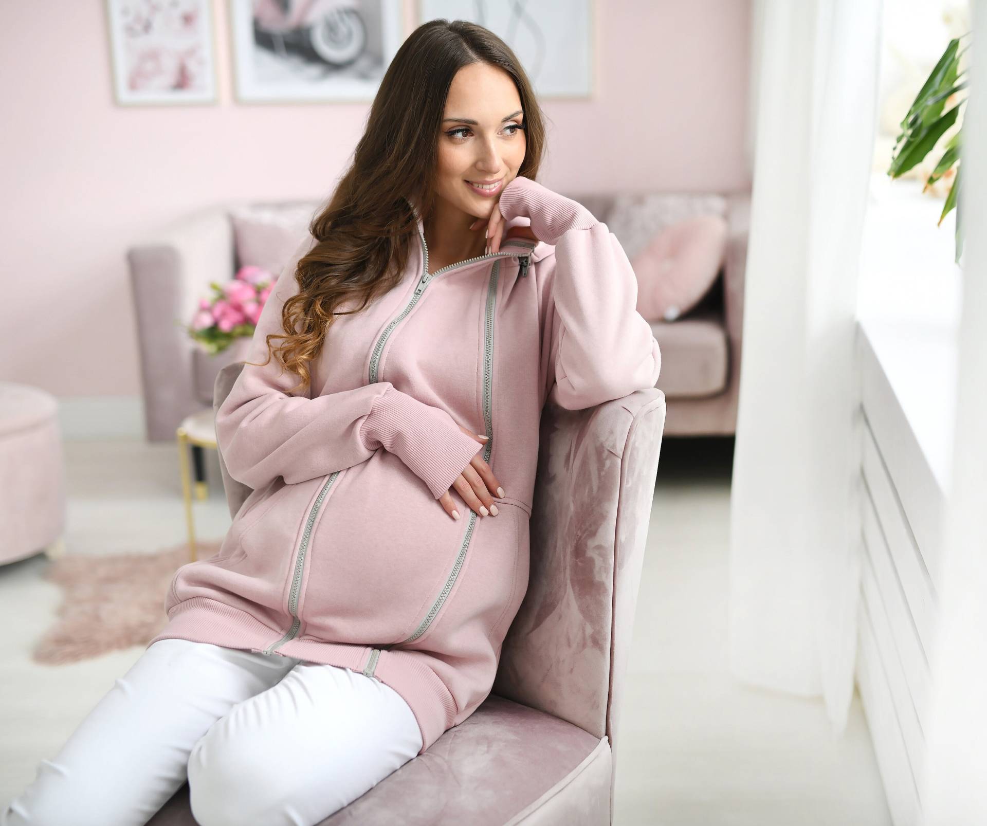 Mijaculture 3 In1 Tragejacke/Fleecepullover Für Tragetuch Tragepullover Beide 4132 Hellrosa von MijaCulture