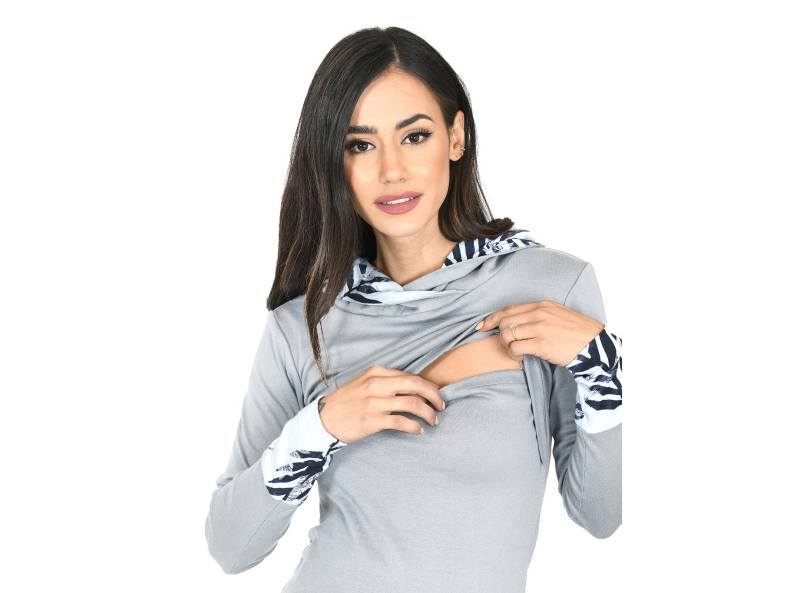 Mijaculture Umstandsmode 2In1 Stillpullover & Umstandspullover Stilltop Stillpulli Neli M007 Grau von MijaCulture