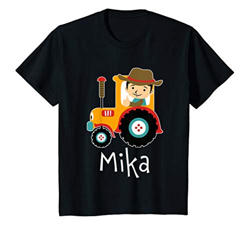 Kinder Traktor Schlepper Landwirtschaft Name Mika Geschenk T-Shirt von Mika Traktor Geschenk