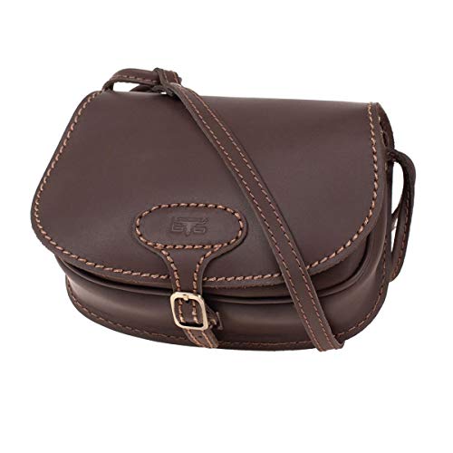 MIKA 28059022 - Damentasche Bonny aus Echt Leder/Sattelleder, Damen Handtasche mit Hauptfach und Vortasche, Ledertasche für Frauen, Umhängetasche in Dunkelbraun, Lederhandtasche ca. 23 x 8 x 19 cm von MIKA