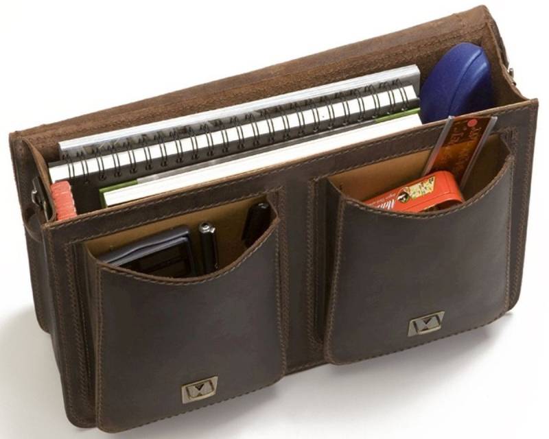 Mika Aktentasche Aktentasche Robbert Sattelleder 41x12x28cm dunkelbraun von Mika