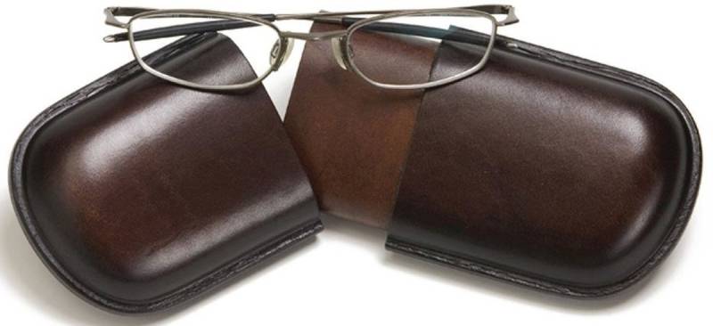 Mika Gürteltasche Brillenetui groß Sattelleder 18x4x8cm braun von Mika