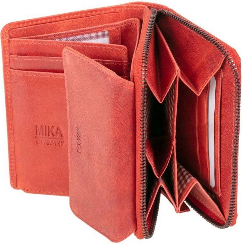 Mika Gürteltasche Damengeldbörse Leder 13x10x2,5cm grau-braun von Mika