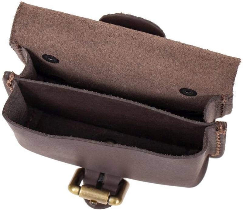 Mika Handtasche Gürteltasche S Querformat Sattelleder 12x4x9cm dunkelbraun matt von Mika