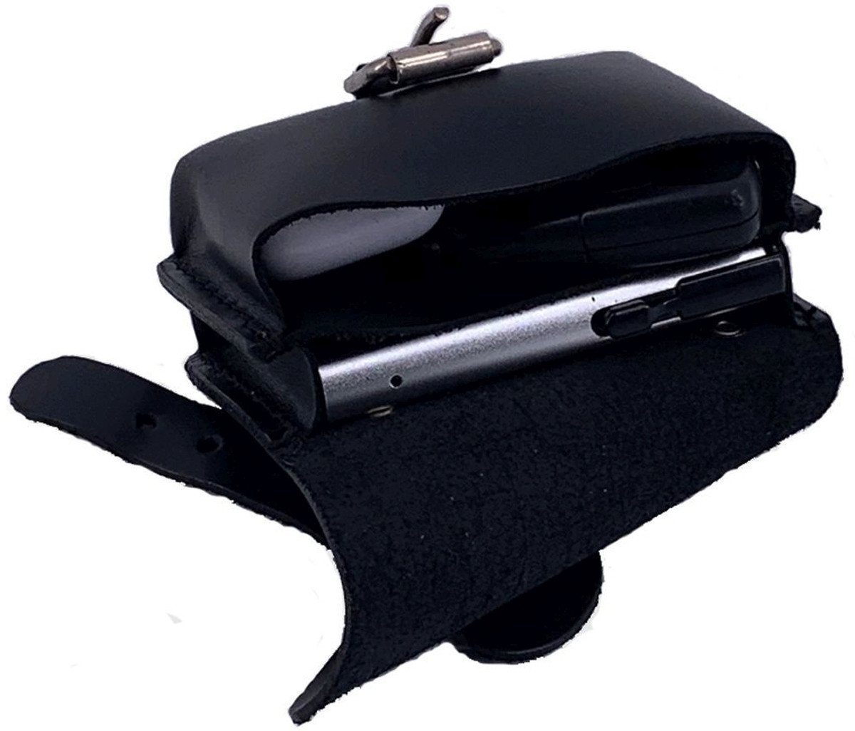 Mika Handtasche Gürteltasche S Querformat Sattelleder 12x4x9cm schwarz von Mika