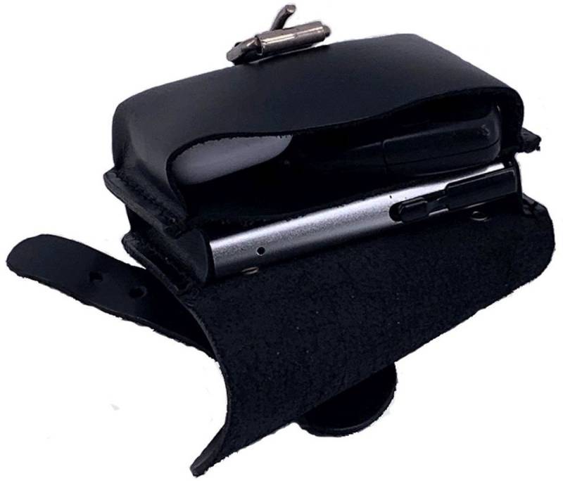 Mika Handtasche Gürteltasche S Querformat Sattelleder 12x4x9cm schwarz von Mika