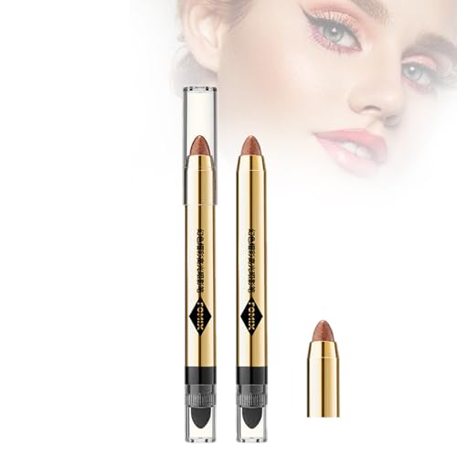 Mikabila 2 in 1 Lidschatten Stift,Schimmernder Und Matter Eyeliner-Stift,Doppelkopf Design mit Schwamm Brush,Creme Lidschatten Stick,Hervorhebung Pigmentierter glänzender Lidschatten(Milk Tea Brown) von Mikabila