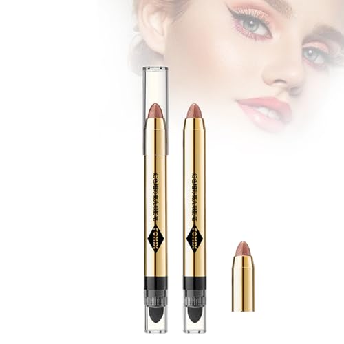 Mikabila 2 in 1 Lidschatten Stift,Schimmernder Und Matter Eyeliner-Stift,Doppelkopf Design mit Schwamm Brush,Creme Lidschatten Stick,Hervorhebung Pigmentierter glänzender Lidschatten(Pink) von Mikabila