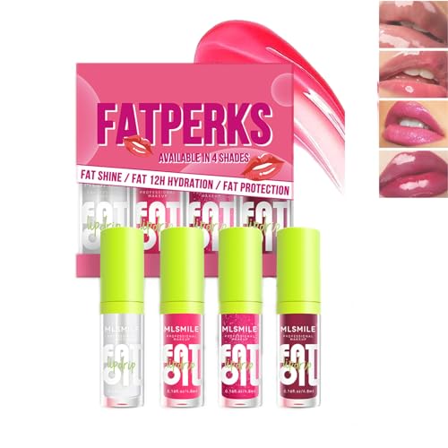 Mikabila Lip (02)4PCS Lip Gloss Set,Moisturizing Hydrating Lip Öl Tinted Set,Feuchtigkeitsspendender Lipgloss,Klarer Lipgloss Feuchtigkeitsspendendes Lippenglühöl,Leichtes Nicht-Klebriges Lippenglanz von Mikabila